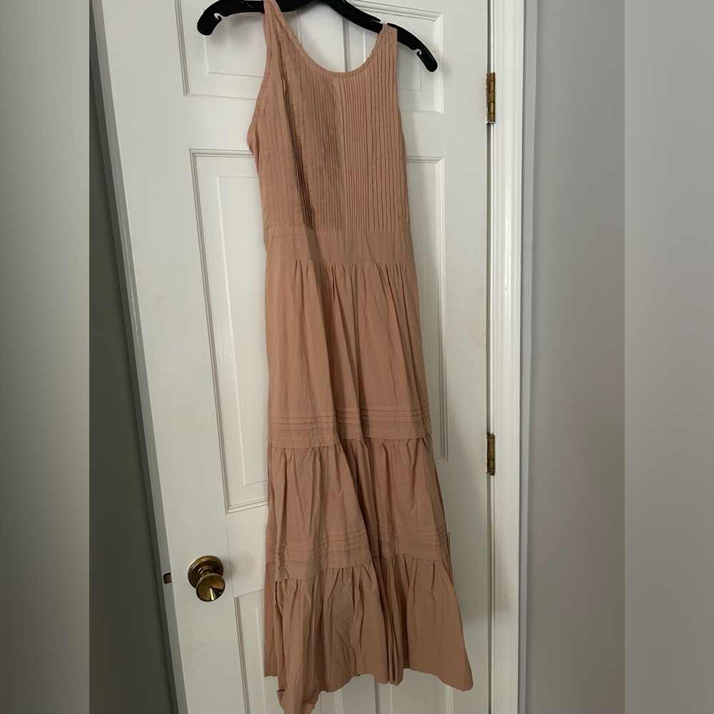 Pampelone maxi cotton lined maxi dress. Tan with a pinkish hue.